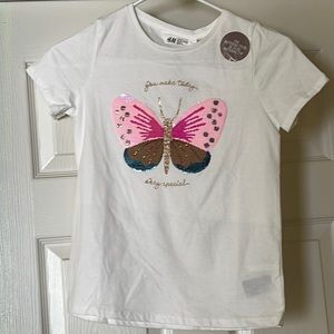 NWT H&M Flip Sequin Butterfly T Shirt